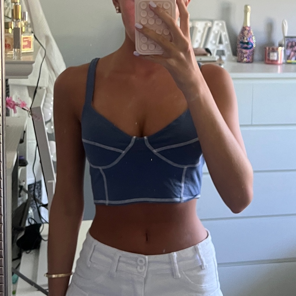 PacSun blue and white corset-style tank